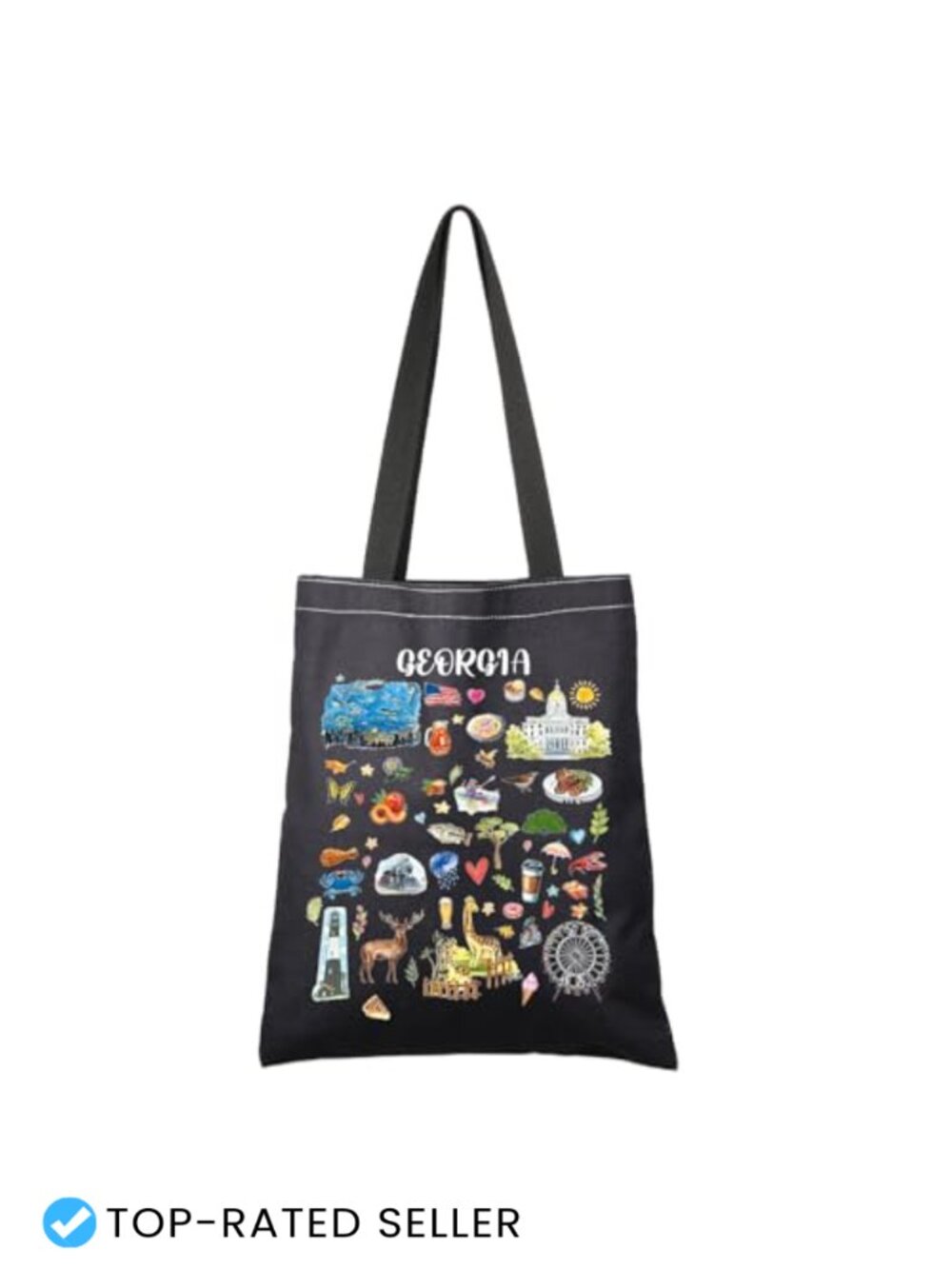 Canvas Travel Tote Bag Georgia Souvenir - Reusable Grocery Shopping Tote for